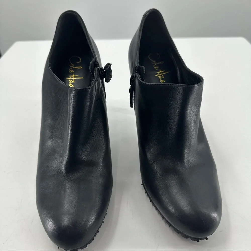 *Cole Haan Leather Booties Black Stiletto Heel Womens 8 with Dustbag - Picture 3 of 14